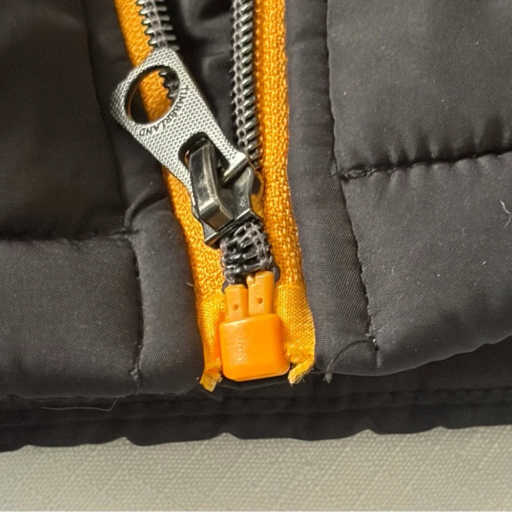 Timberland Little Boys Black Orange Puffer Jacket - IMPERFECT/BROKEN ZIPPER
